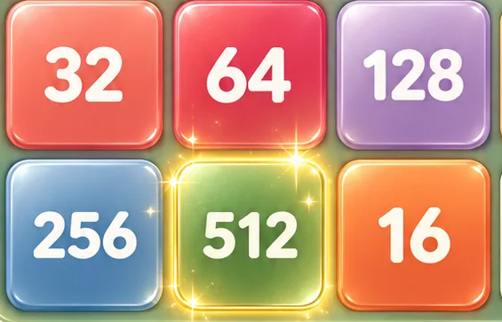 Utsnitt med brickorna 64, 128 och 512 bland mindre tal
