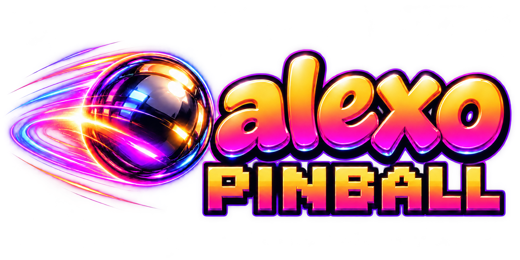 alexo PINBALL — kromkugle og Comic Arcade-bogstaver